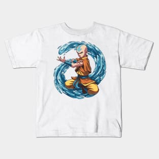 aang as the last air bender in battle position Kids T-Shirt